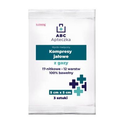 Apteczka ABC Kompresy jałowe z gazy 17 nitkowe 12 warstwowe 5 x 5 cm, 3 szt.