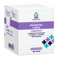 Apteczka ABC Kompresy niejałowe z gazy 17 nitkowe 8 warstwowe 10 x 10 cm, 100 szt.