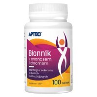 APTEO Błonnik z ananasem + chrom, 100 tabletek KRÓTKA DATA 30.09.2026