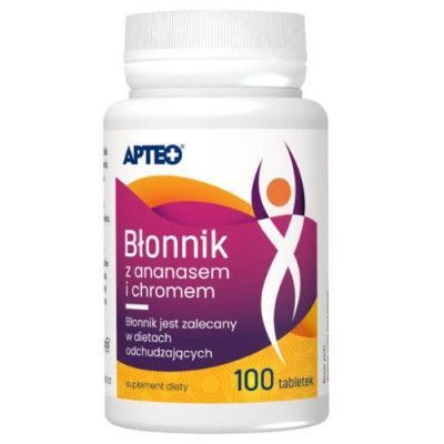 APTEO Błonnik z ananasem + chrom, 100 tabletek KRÓTKA DATA 30.09.2026