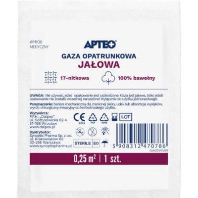 APTEO CARE Gaza opatrunkowa jałowa 0,25 m2, 1 sztuk