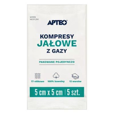 APTEO CARE Kompresy jałowe z gazy 5x5cm, 5 sztuk