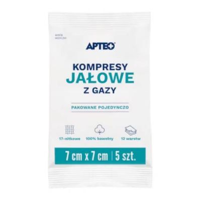 APTEO CARE Kompresy jałowe z gazy 7x7cm, 5 sztuk