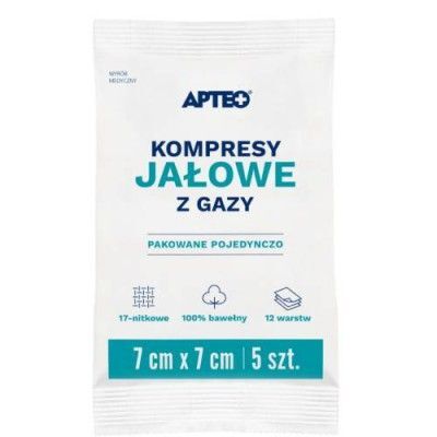 APTEO CARE Kompresy jałowe z gazy 7x7cm, 5 sztuk