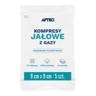 APTEO CARE Kompresy jałowe z gazy 9x9cm, 5 sztuk
