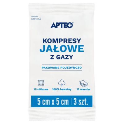 APTEO CARE Kompresy z gazy jałowe 5x5 cm 3 sztuki, rany