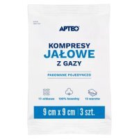 APTEO CARE Kompresy z gazy jałowe 9x9 cm 3 sztuki, na rany
