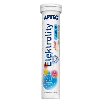 Apteo Elektrolity Diabeto o smaku malinowo-cytrynowym, 20 tabl. mus.