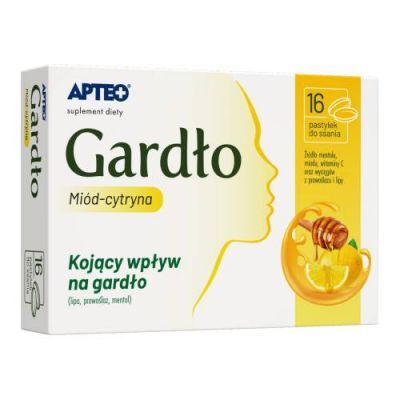 Apteo Gardło miód-cytryna, 16 past. do ssania