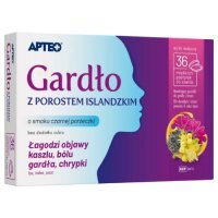 Apteo Gardło z porostem islandzkim o smaku czarnej porzeczki, 36 past. do ssania