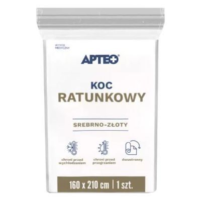 APTEO Koc ratunkowy srebrno-złoty 160 cm x 210 cm, 1 szt.