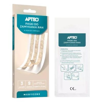APTEO Paski do zamykania ran, zestaw w kolorze cielistym 6 x 75 mm, 9 szt.