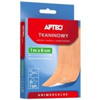 APTEO Plaster tkaninowy cielisty z opatrunkiem 1 m x 6 cm, 1 sztuka