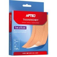 APTEO Plaster tkaninowy cielisty z opatrunkiem 1 m x 8 cm, 1 sztuka