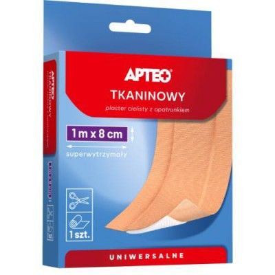 APTEO Plaster tkaninowy cielisty z opatrunkiem 1 m x 8 cm, 1 sztuka