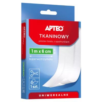 APTEO  Plaster tkaninowy z opatrunkiem 1 m x 6 cm, 1 sztuka