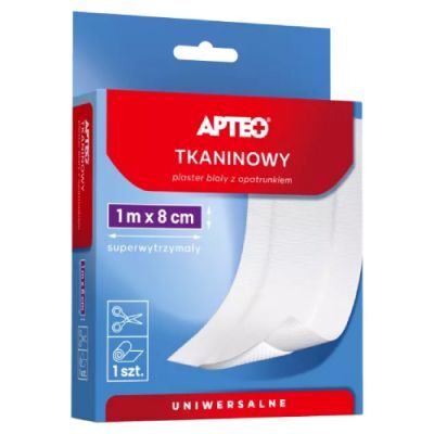 APTEO Plaster tkaninowy z opatrunkiem 1 m x 8 cm, 1 sztuka