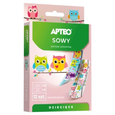 APTEO Plastry dla dzieci - sowy, 12 sztuk