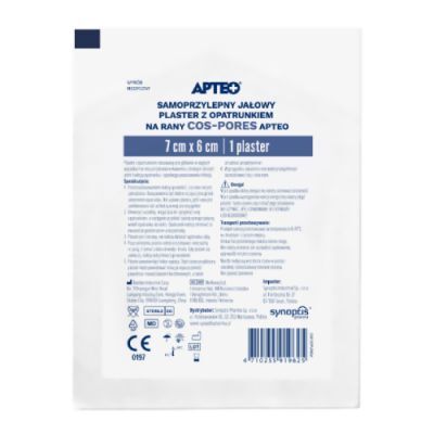Apteo Samoprzylepny jałowy plaster z opatrunkiem na rany 7 cm x 6 cm, 1 szt.