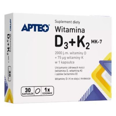 APTEO Witamina D3+K2 MK-7, 30 kaps.