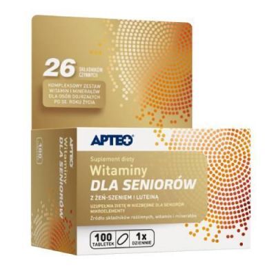 Apteo Witaminy dla seniorów z żeń-szeniem i luteiną, 100 tabl.