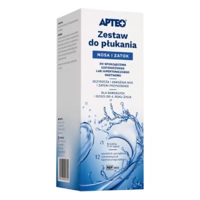 Apteo Zestaw do płukania nosa i zatok, 12 sasz. + 1 butelka do irygacji