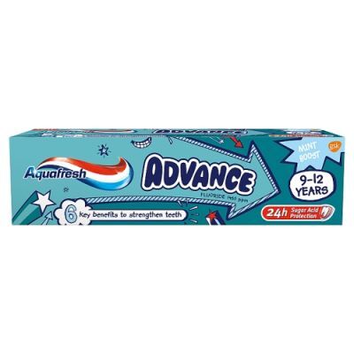 Aquafresh Advance Pasta do zębów stałych dla dzieci 9-12 lat z fluorkiem, 75 ml