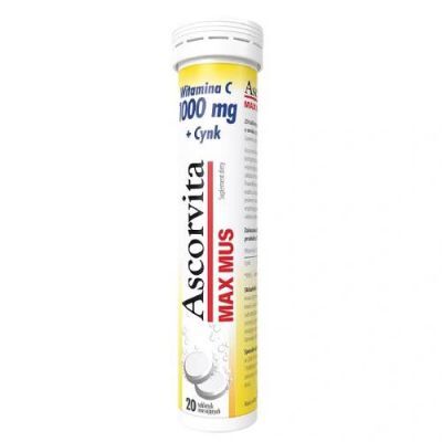 Ascorvita Max Mus Witamina C 1000 mg + Cynk, 20 tabletek musujących