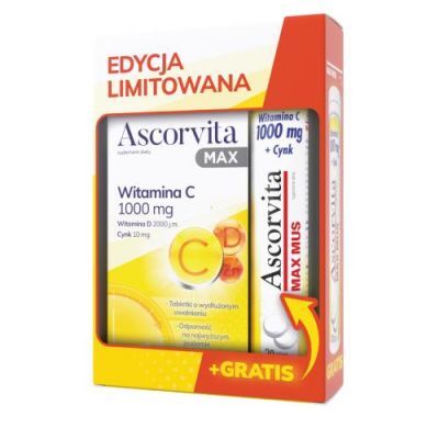 Ascorvita Max Zestaw witamina C 1000mg, 30tabl. + Ascorvita Max Mus, 20tabl.