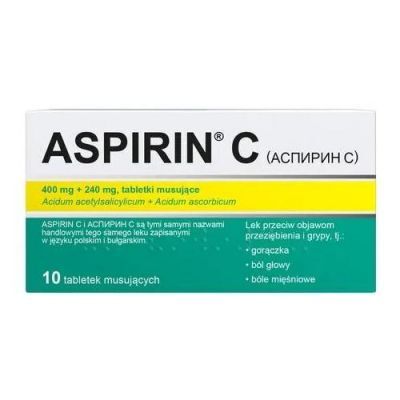 Aspirin C Tabletki musujące 0,4g+0,24g, 20 tabl. BAYER