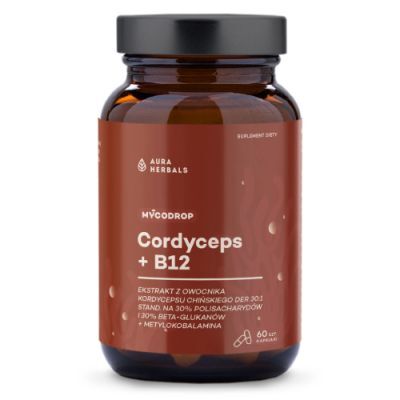 Aura Herbals Mycodrop Cordyceps + B12, 60 kaps.