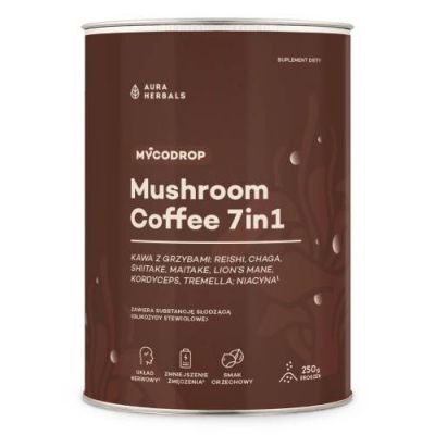 Aura Herbals Mycodrop Kawa z grzybami, mushroom coffee 7in1, 250 g