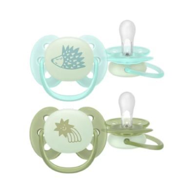 AVENT Ultra Soft Ortodontyczny smoczek 0-6m świecący w nocy SCF094/01, 2 szt.