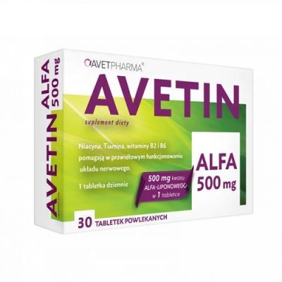 AVETIN ALFA 500 mg 30 tabletek układ nerwowy