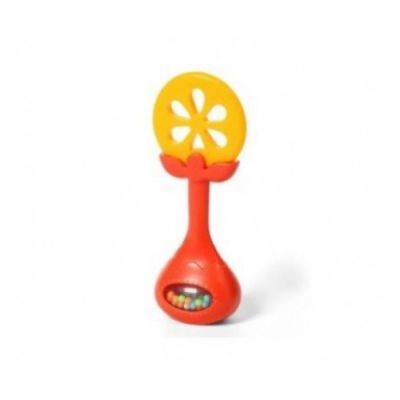 BABYONO Edukacyjny gryzak z grzechotką JUICY ORANGE, 1 sztuka