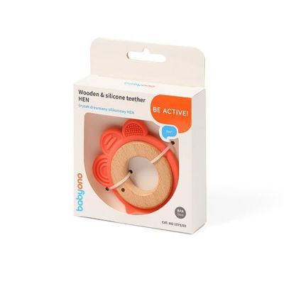 BABYONO Gryzak drewniany silikonowy HEN (1075/03)
