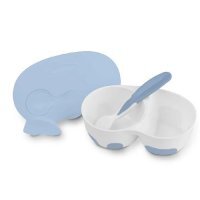 BABYONO Miseczka dwukomorowa z łyżeczką błękitna 1067/01