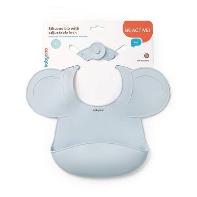 BabyOno Silikonowy śliniak z regulowanym zapięciem Niebieski 1639/01