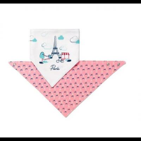 BABYONO Śliniak apaszka Paris 879/07, różowy i biały