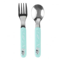 BABYONO Sztućce dla dzieci 1065 miętowy królik