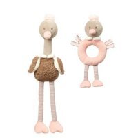 BABYONO Zestaw zabawek edukacyjnych - przytulanka i grzechotka OSTRICH McKNOX FAMILY