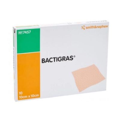 BACTIGRAS opatrunek parafinowy 10x10cm, 10 sztuk