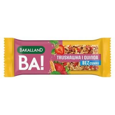 BAKALLAND BA! Baton 5 zbóż Truskawka i Quinoa zero cukru, 30g