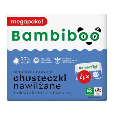 Bambiboo Chusteczki nawilżane z ekstraktem z bławatka, 4x 60 szt.