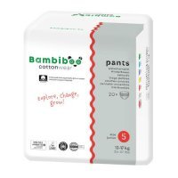 Bambiboo Cottonwear Jednorazowe pieluchomajtki z bawełną organiczną, rozmiar 5 Junior (12-17kg), 20 szt.