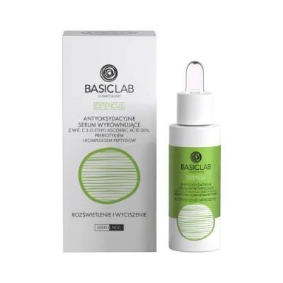 BASICLAB Esteticus Antyoksydacyjne serum wyrównujące z wit. C 20%, Rozświetlenie i wyciszenie, 30ml