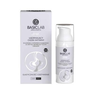 BASICLAB Intimis Ujędrniający olejek intymny z 5% estrów z ostropestu plamistego 2% peptydu Argireline™ YOUth ceramidami Elastyczność i Odżywienie, 50 ml  KRÓTKA DATA 28.02.2026