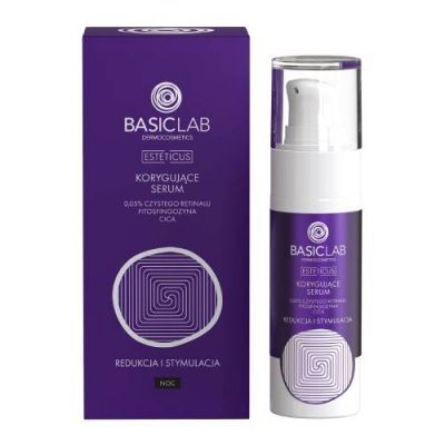 BASICLAB Korygujące serum 0,05% czystego retinalu, fitosfingozyna, CICA, Redukcja i Stymulacja, 30ml