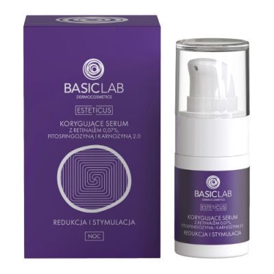 BASICLAB Korygujące serum z retinalem 0,07%, fitosfingozyną i karnozyną 2.0 Redukcja i Stymulacja, 15 ml