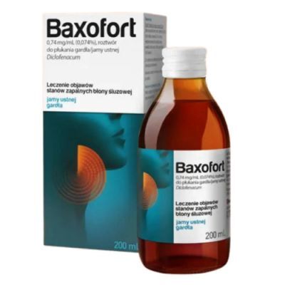 Baxofort 0,74 mg Roztwór do płukania jamy ustnej i gardła, 200 ml